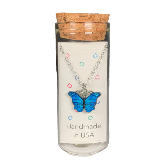 Vibrant Butterfly Charm Necklace in a Bottle - 18 Inch