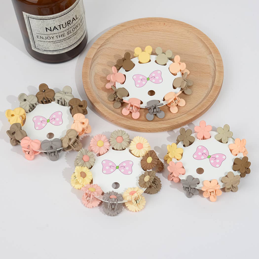 Lovely Daisy and Bow Tie Tiny Hair Claw Clips
