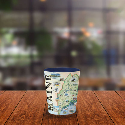 Maine State Map Ceramic Shot Glass - 1.5 oz, Blue