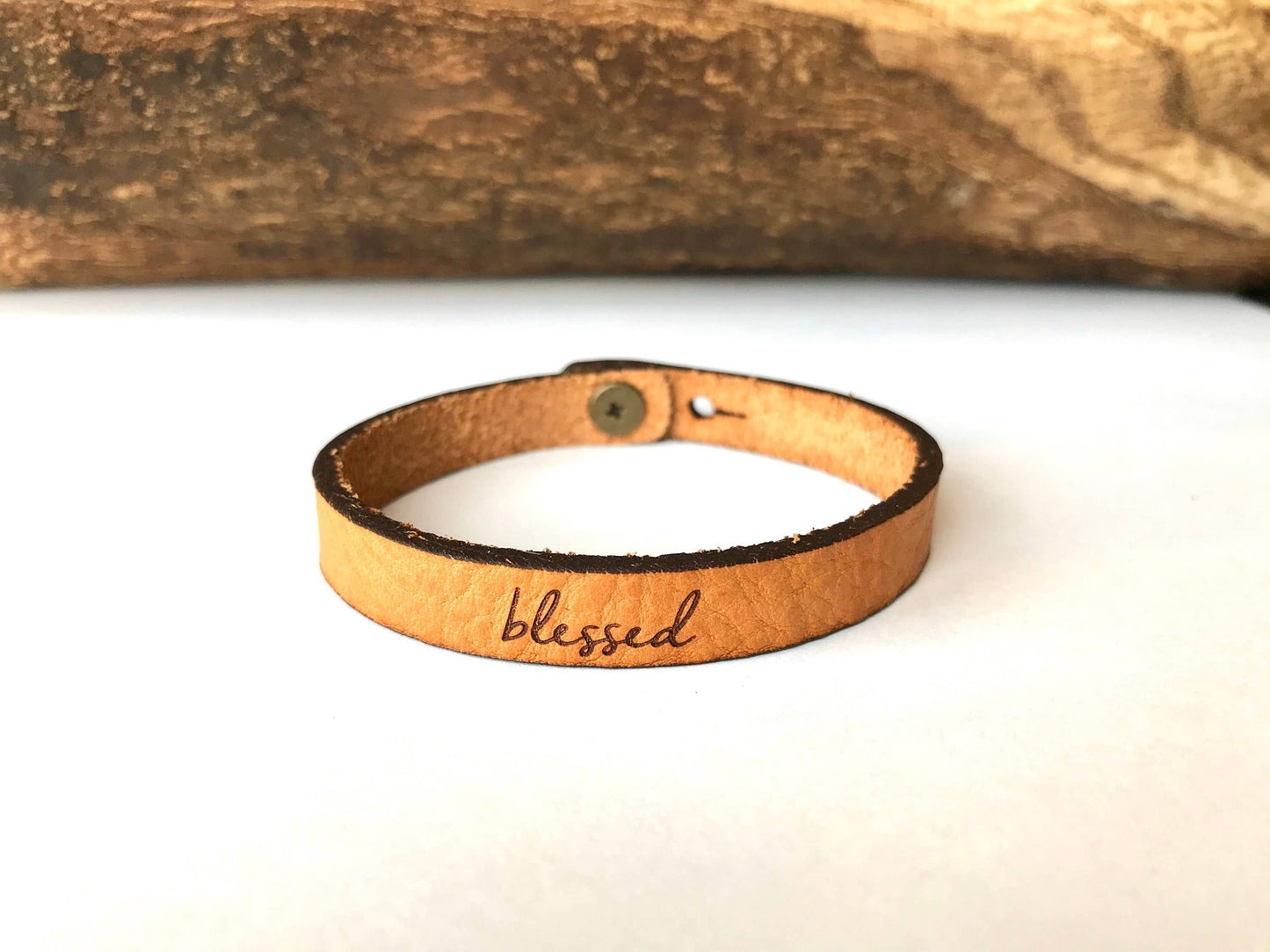Thin Leather Bracelet -Mama bear or blessed