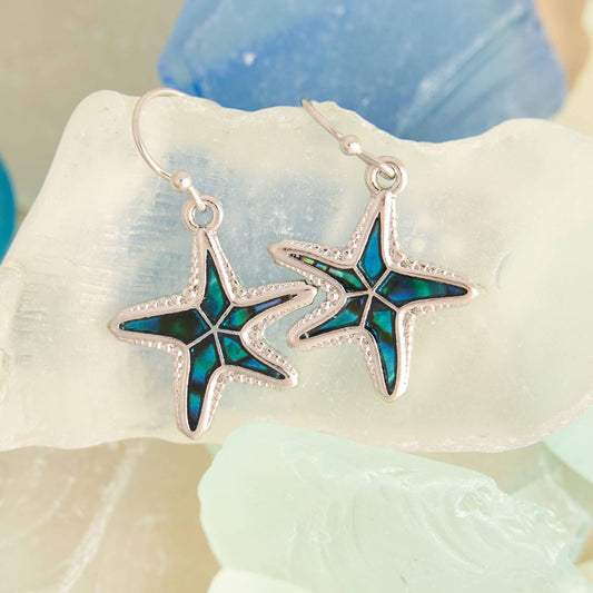 Abalone Starfish Earrings Beach Jewelry