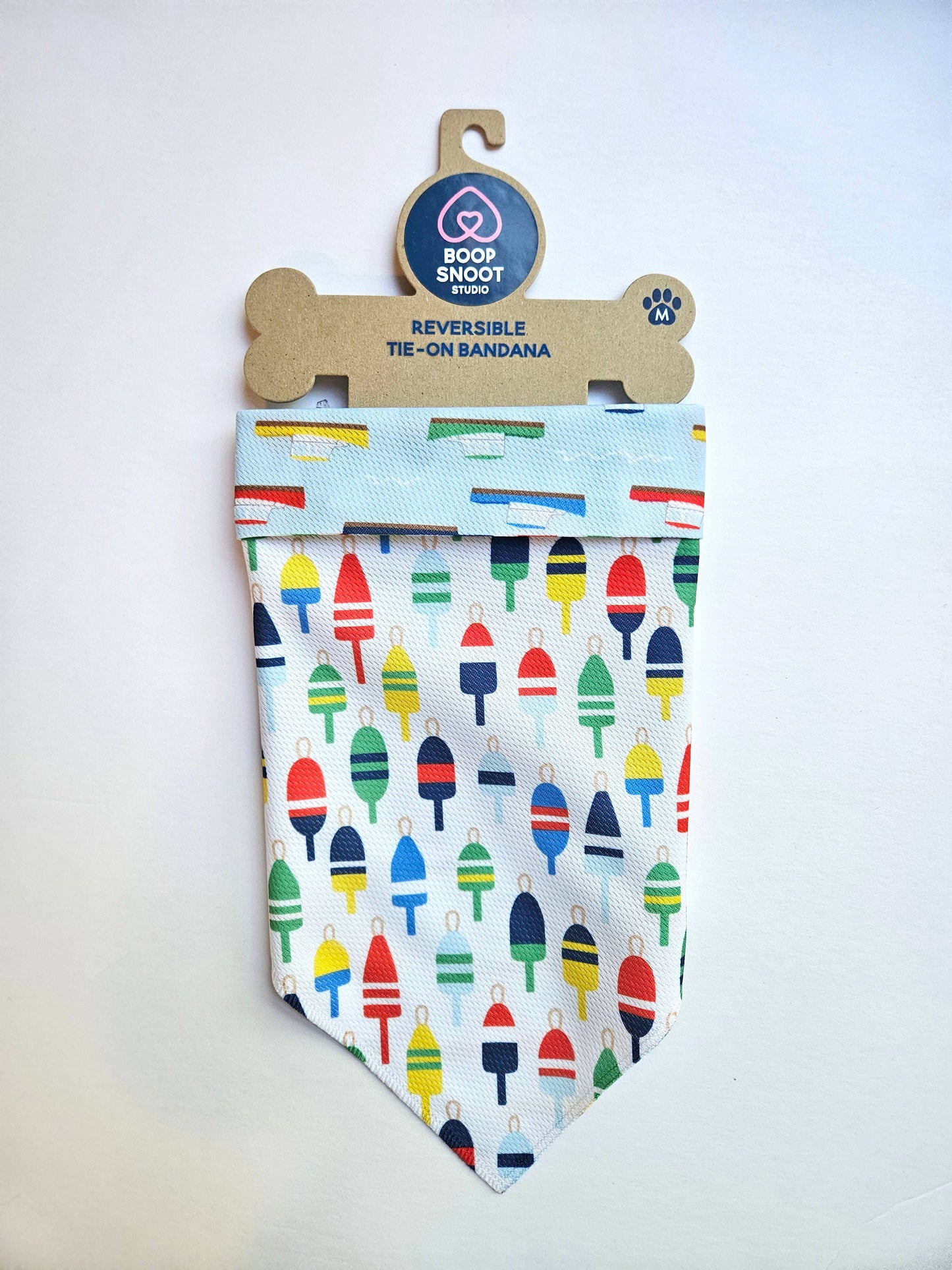 Lobster Boats and Buoys Reversible Tie-On Dog Bandana