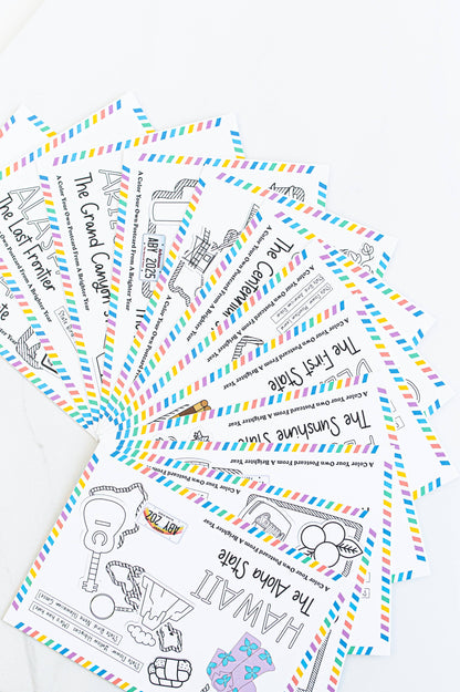 Color Your Own Maine State Postcard