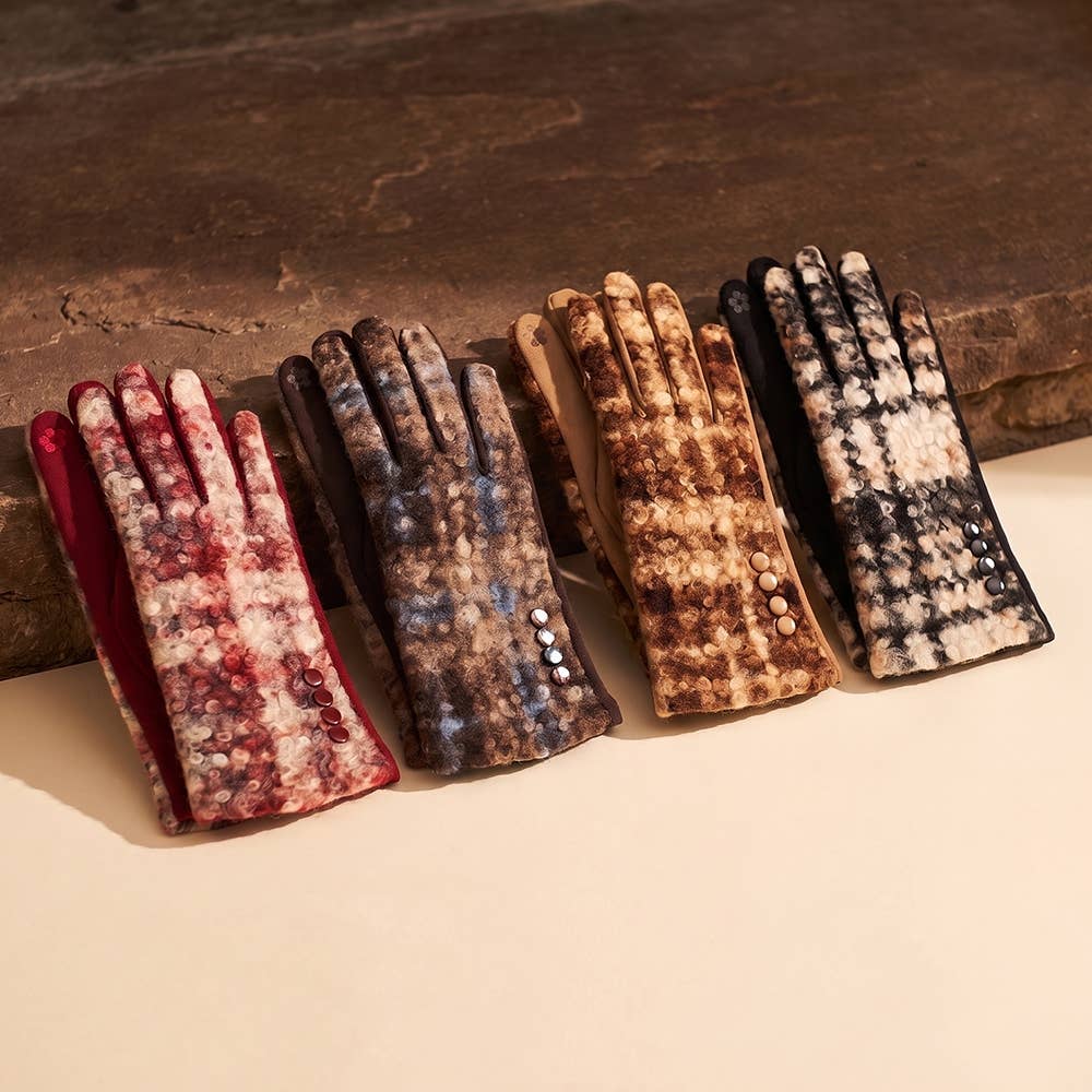 Boucle Plaid Touchscreen Gloves