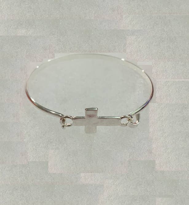 Silver Hammered Silver Cross Brass Casting Bangle
