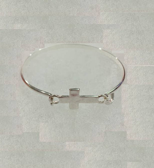 Silver Hammered Silver Cross Brass Casting Bangle
