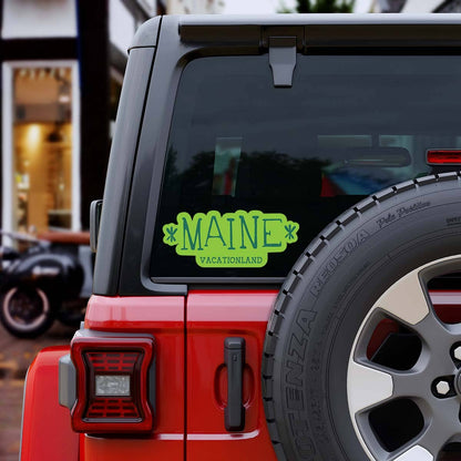 Vacationland Maine Funky Font Large Vinyl Bumper Sticker