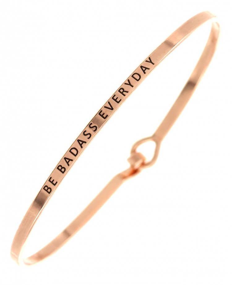 BE BADASS EVERYDAY 3mm Message Brass Bangle