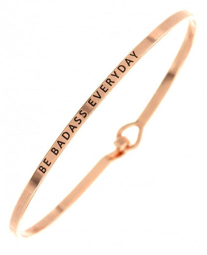BE BADASS EVERYDAY 3mm Message Brass Bangle