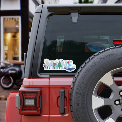Maine Whimsical Animals Vinyl Bumper Sticker