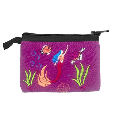 Embroidered Mermaid Sea Life Coin Purse