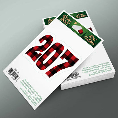 Maine 207 State Area Code Plaid Mini Sticker