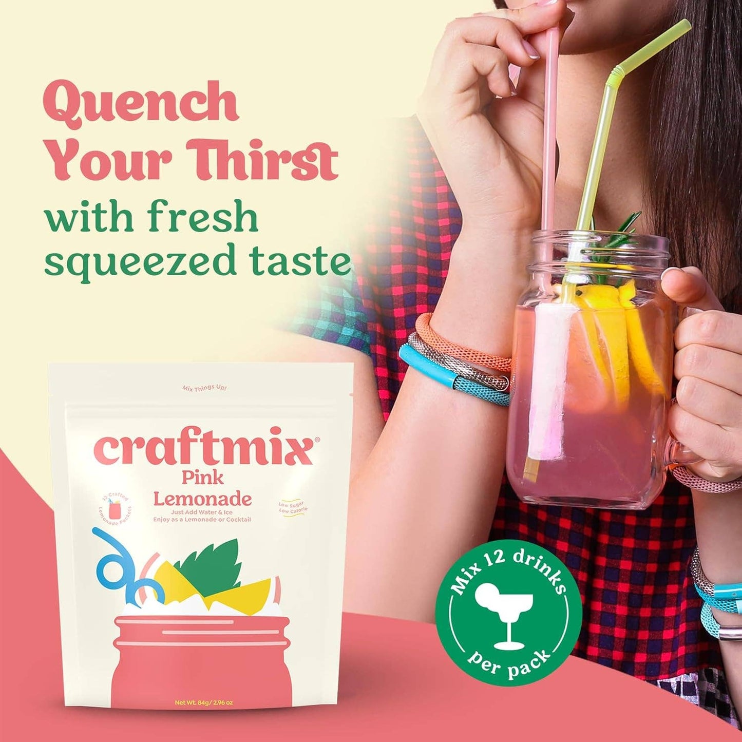 Pink Lemonade Cocktail / Mocktail Mixer -
