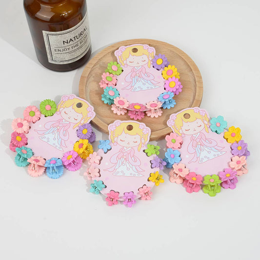 Set Of 10 Small Multicolor Flower Hair Clips