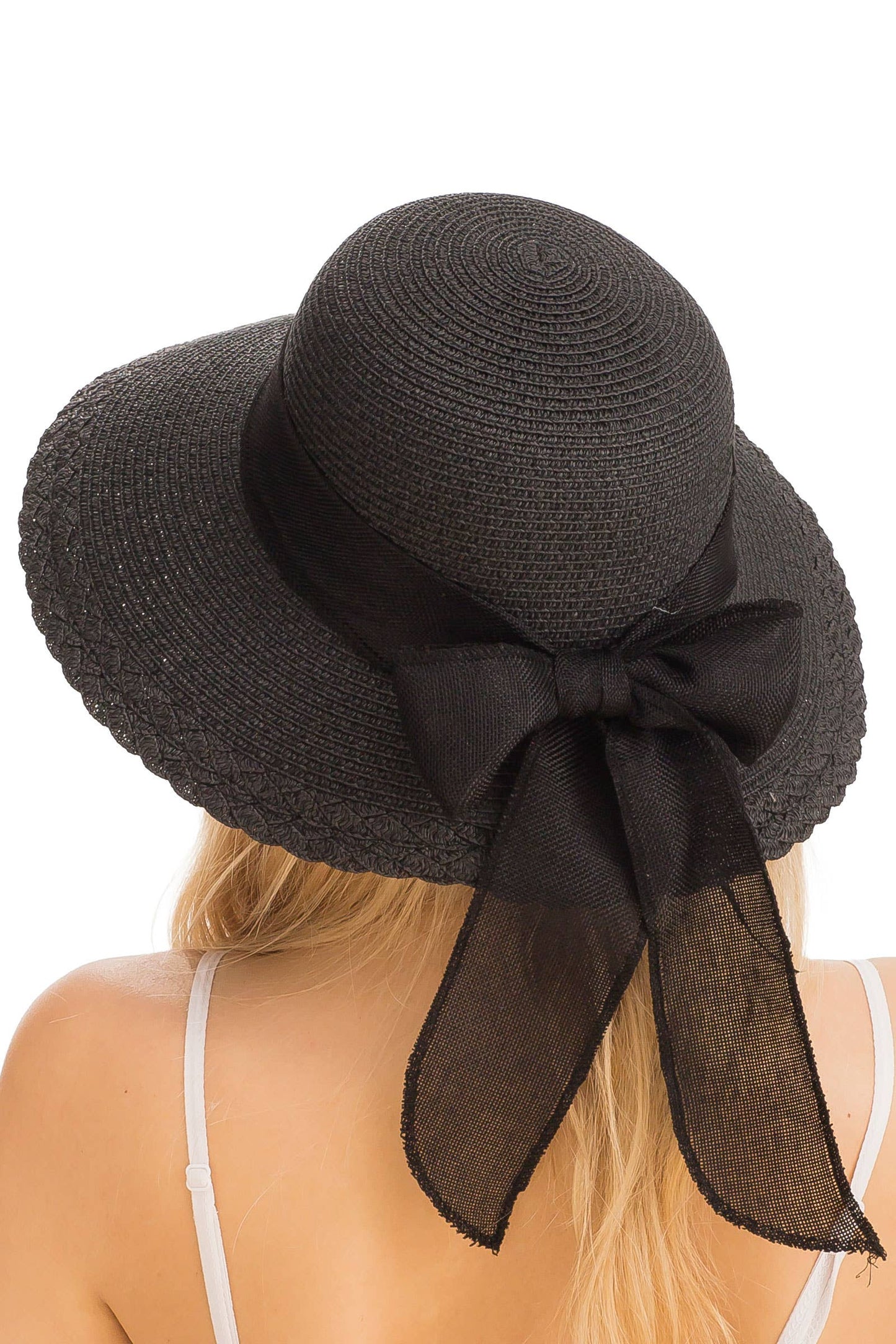 Burlap Ribbon Scallop Derby Sun Hat with Chin Strap