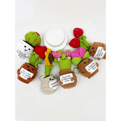 Positive Crochet Potted Succulent KeyChain
