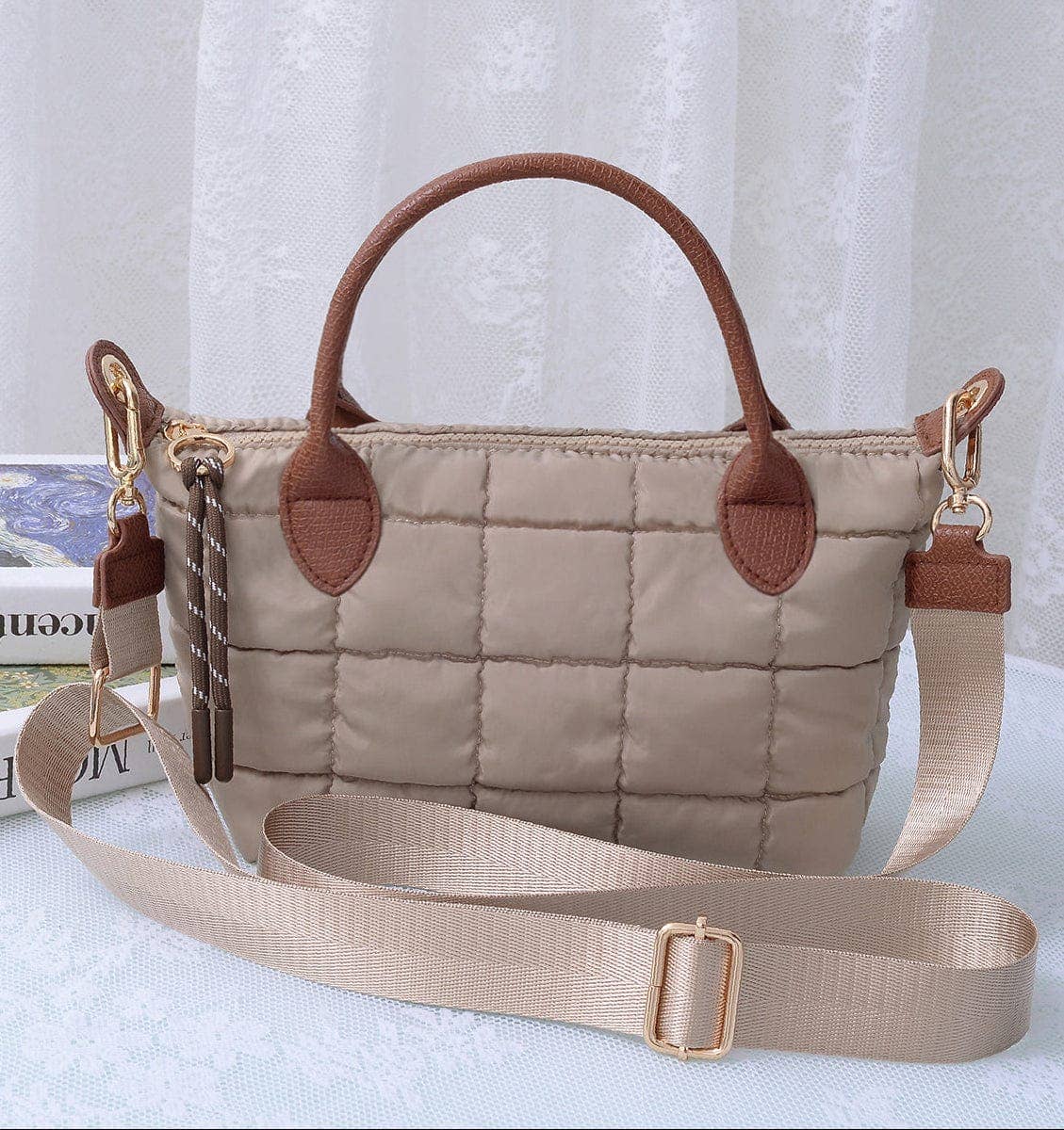 Quilted Puffer Satchel/Crossbody Bag