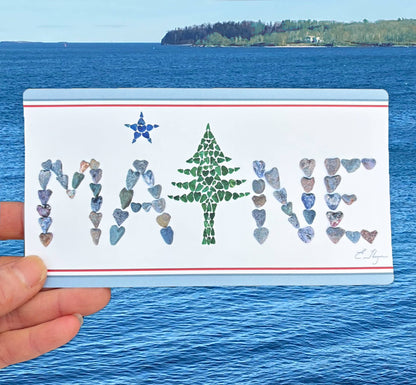 Vinyl Stickers | Maine 1901 flag design Bumper Sticker