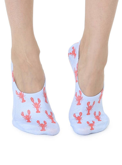 No-Show Liner Socks - Lobsters - Red & Light Blue