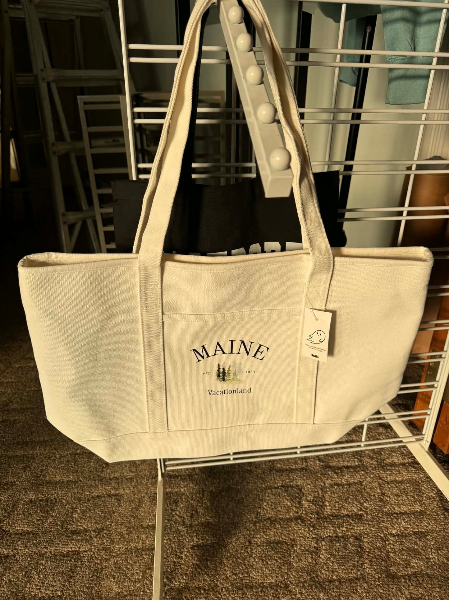 Large white Maine Tote bags