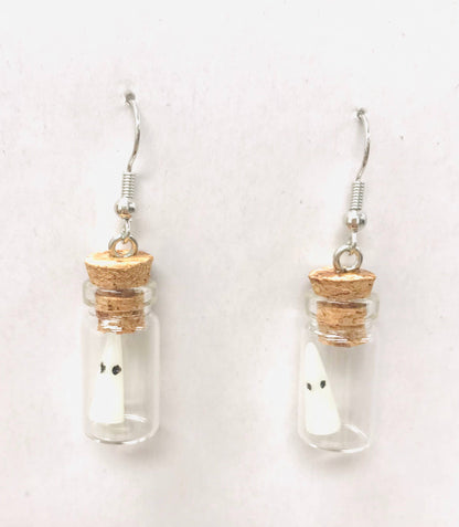 Glow In The Dark Ghost in bottle Earrings Expose to sunlight