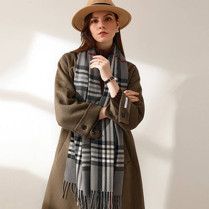 Plaid Faux Cashmere Scarf -