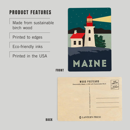 Maine Lighthouse WOOD POSTCARD