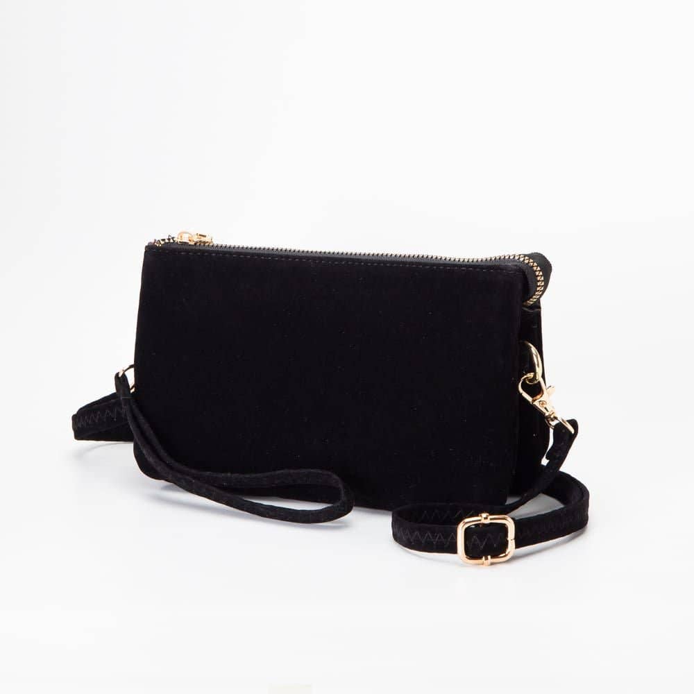 Stacey Faux Suede 3 compartments Crossbody Bag