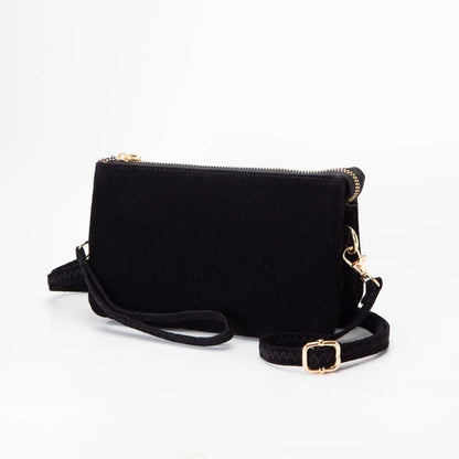 Stacey Faux Suede 3 compartments Crossbody Bag