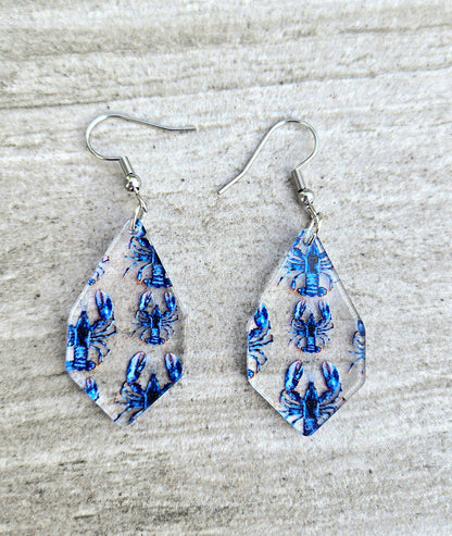 Blue Lobster Earrings
