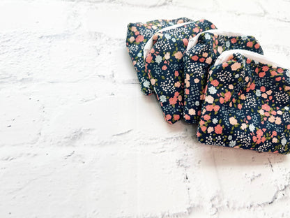 Small Fabric Pouch-Black Dainty Floral