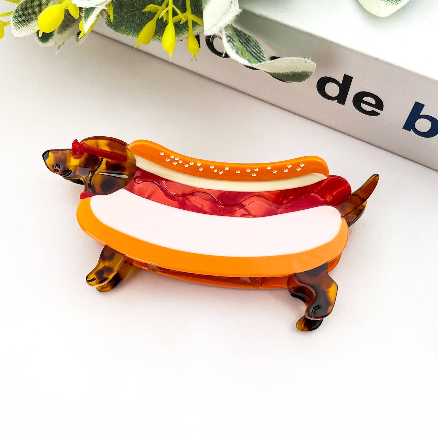 Creative Hot Dog Hair Claw Clip, Acetate Animal Hair Clip
