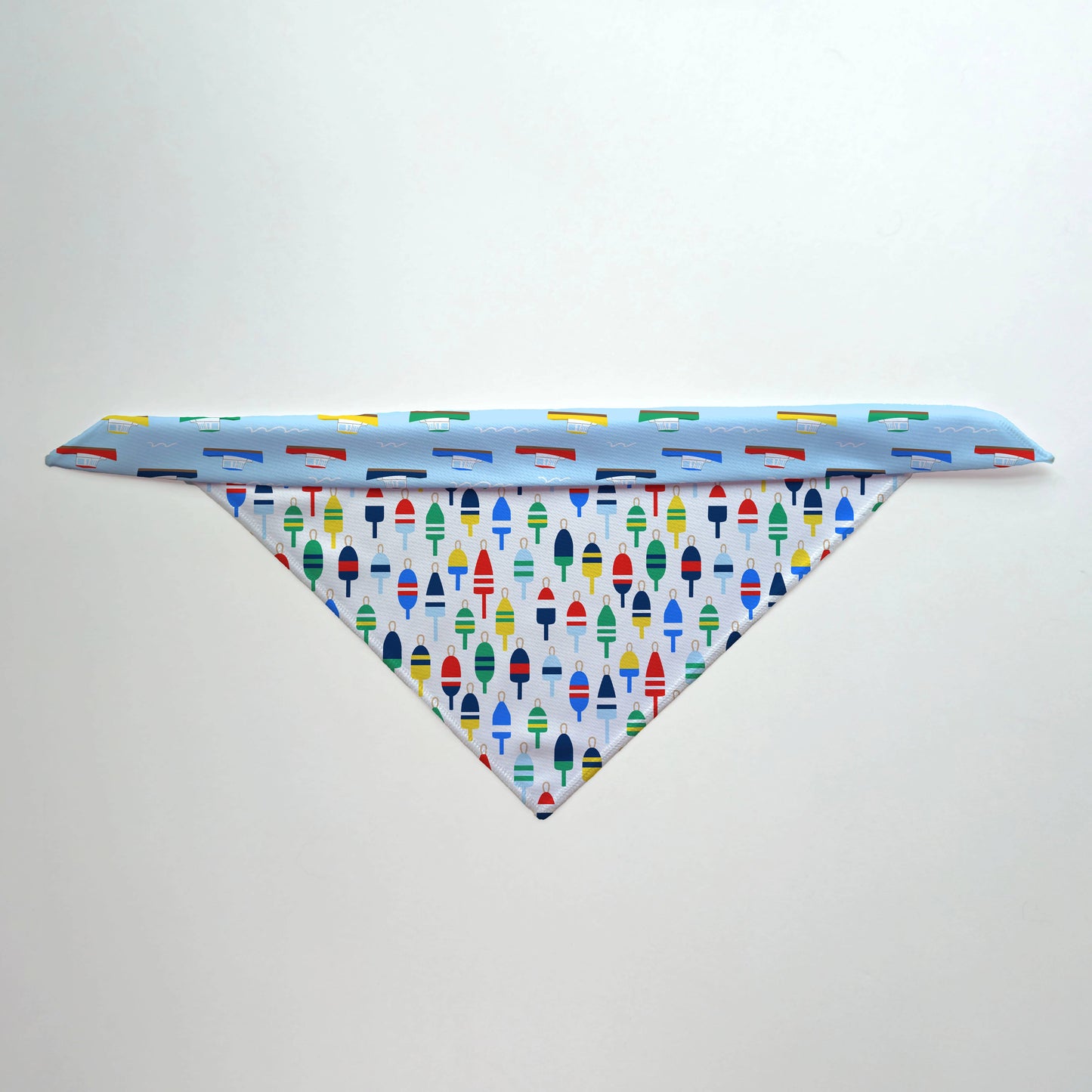 Lobster Boats and Buoys Reversible Tie-On Dog Bandana