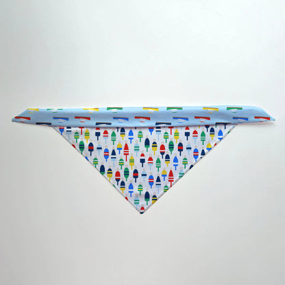 Lobster Boats and Buoys Reversible Tie-On Dog Bandana