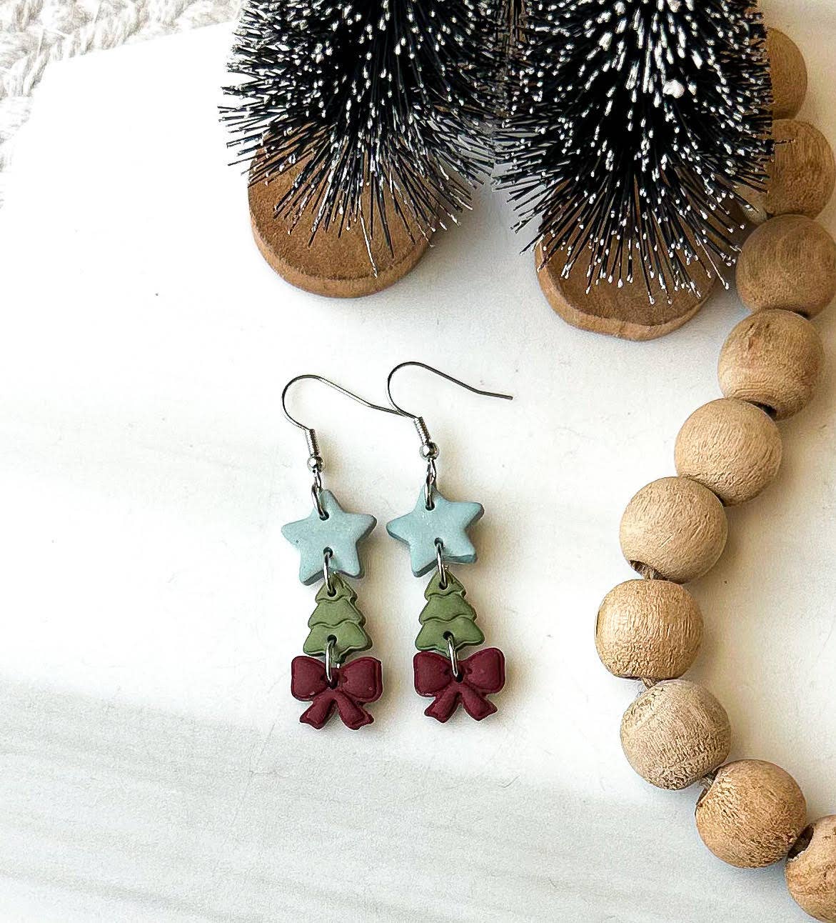 Polymer Clay Earrings - Christmas - Multi Holiday Drop