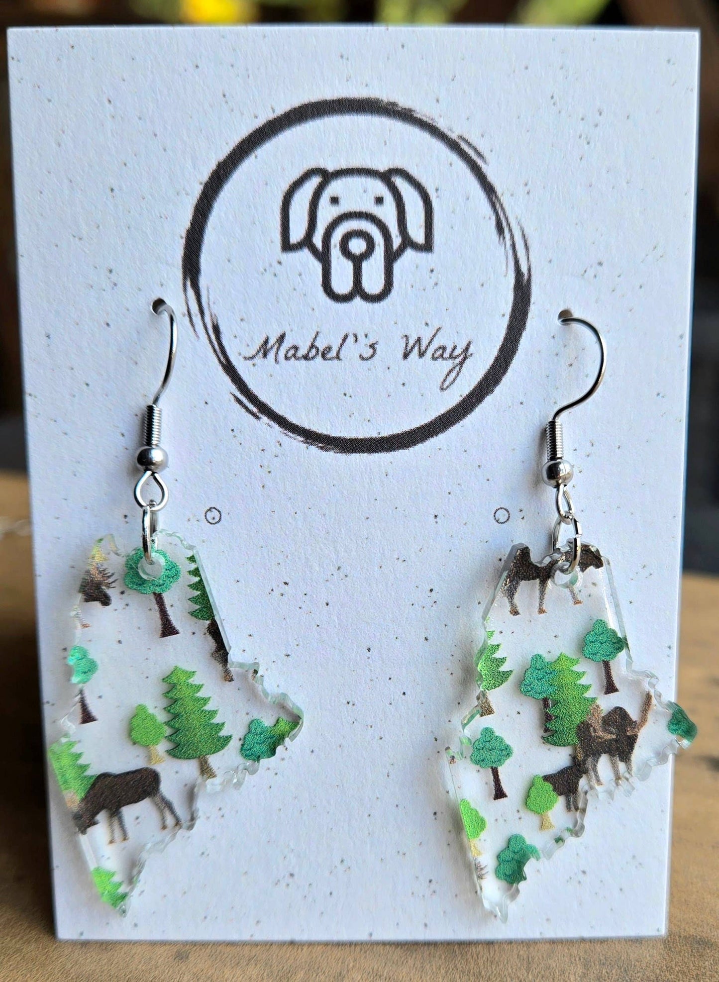 Maine Moose and Trees Earrings