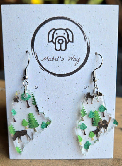 Maine Moose and Trees Earrings