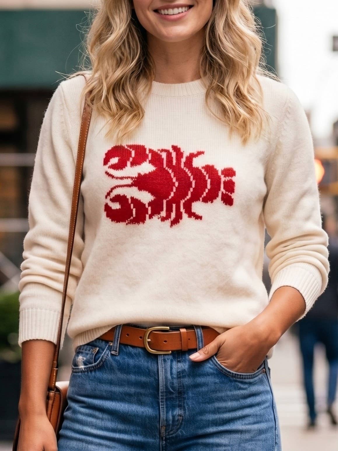 Coastline Red Claw Lobster Knit Sweater Top