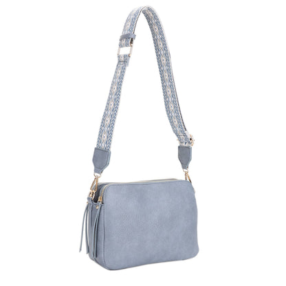 Mila 3 Compartment Crossbody Bag With Guitar Strap