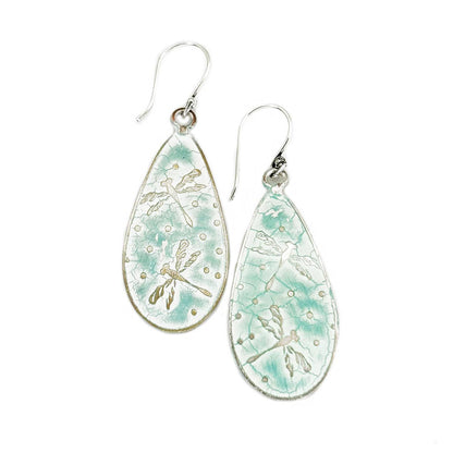 Handcrafted Mint Green Dragonfly Patina Earrings
