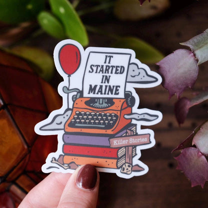 Stephen King Maine Sticker: Typewriter, Red Balloon