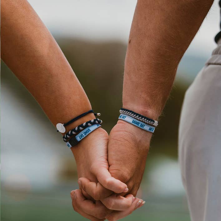 "Game Day" Navy/Gray Hair Tie Bracelets