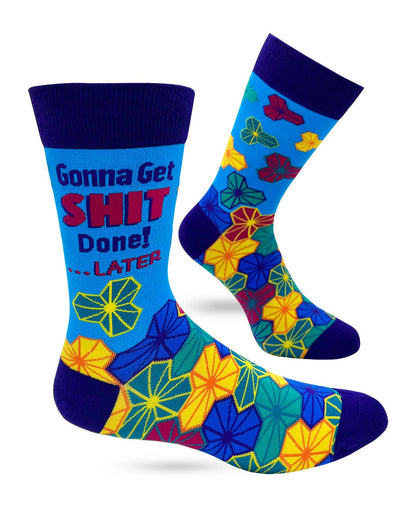 Gonna Get Shit Done!.. Later Men's Novelty Crew Socks