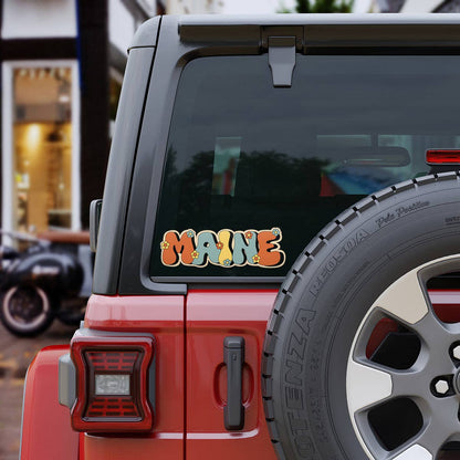 Maine Funky Flower Power Die Cut Vinyl Sticker