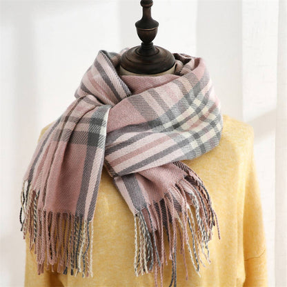 Plaid Faux Cashmere Scarf -