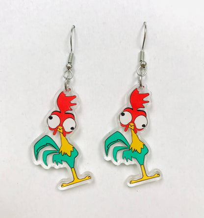 Acrylic Hen Wearing Boots Earrings