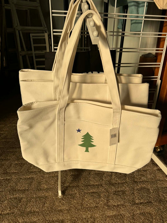 Large white Maine Zippered Tote bags