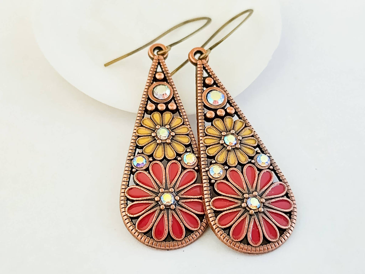 Teardrop  Boho Earrings, Dangle Earrings