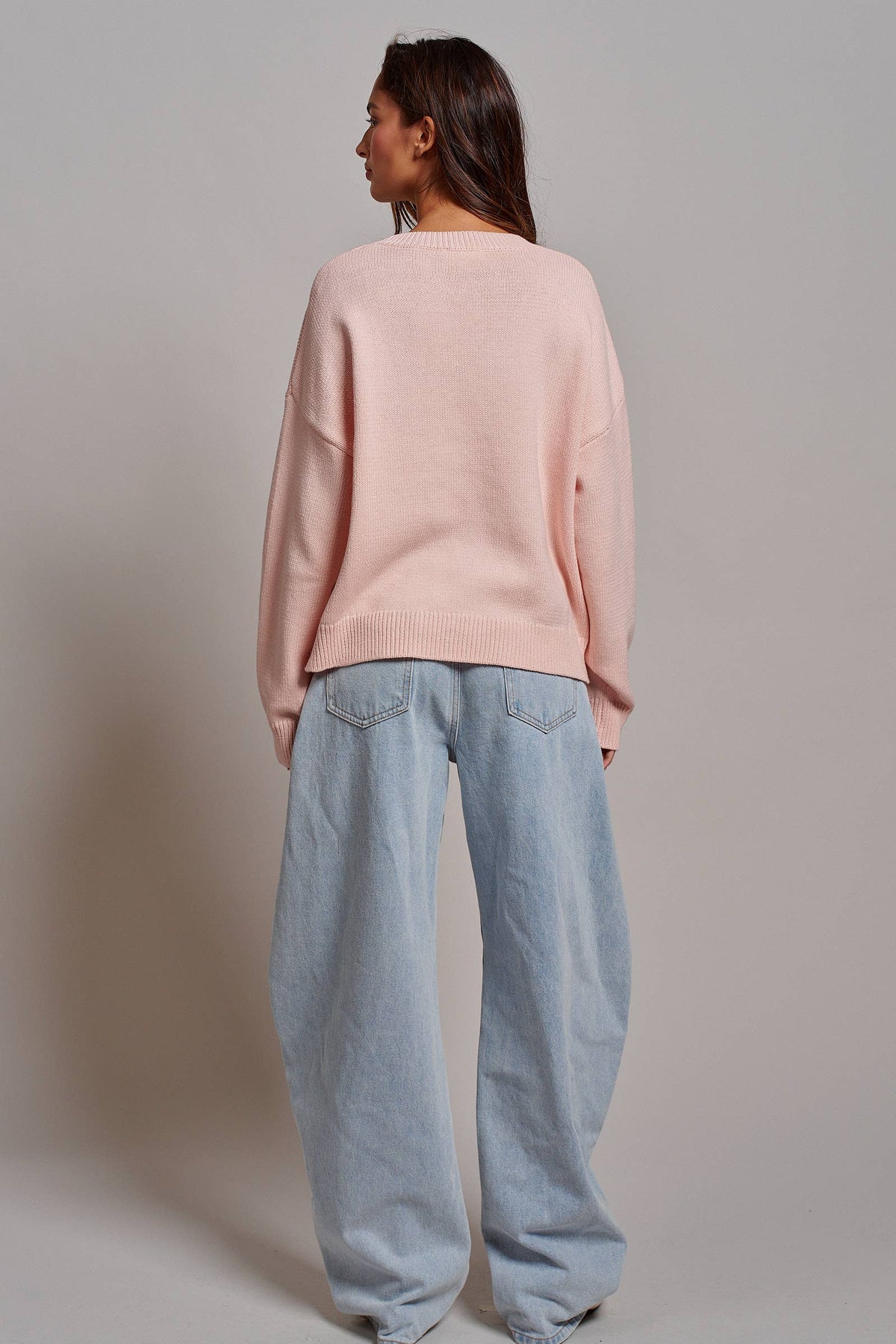 Graphic Oversized Drop-Shoulder Knit Sweater