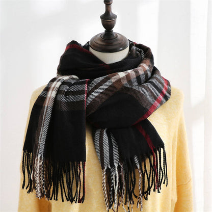 Plaid Faux Cashmere Scarf -